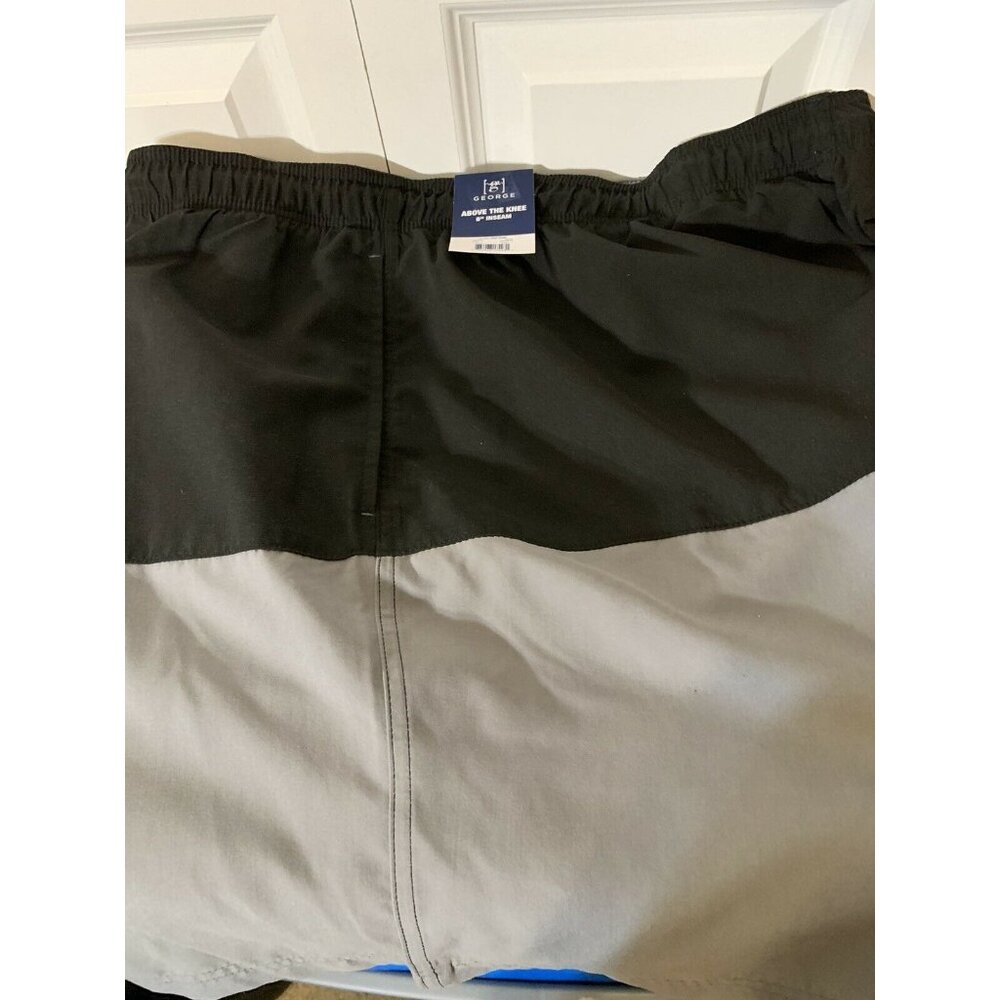 New George Men's Swim Lined‎ Shorts Trunks Sz 3XL 48-50 Board Shorts Black Gray